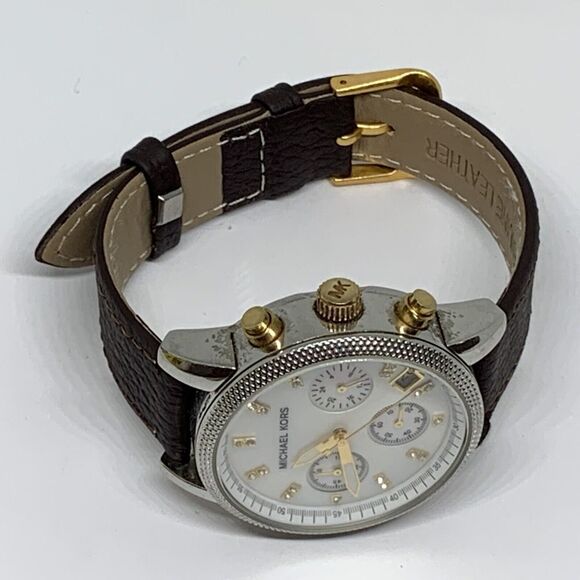 Michael Kors Jet Set MK5057 Women Brown Leather Analog Dial Quartz Watch WFH203 - Picture 7 of 11